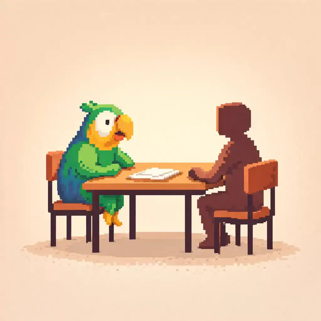 Prueba oral del Celpe-Bras con evaluador representado por el papagaio