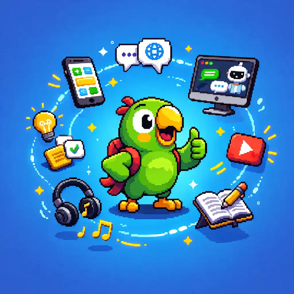 how to learn portuguese fast pixel art parrot using apps and digital tools